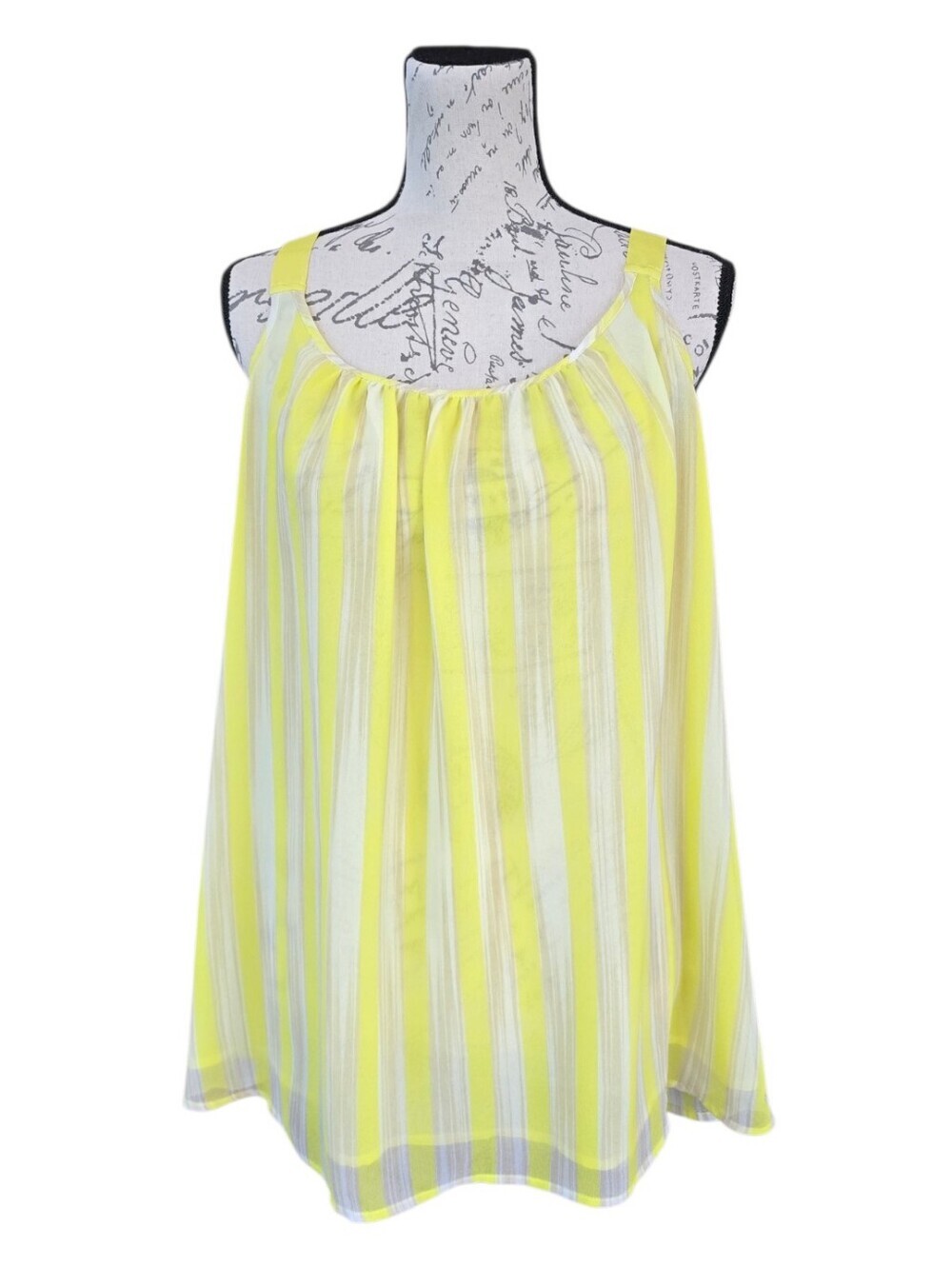 Lane Bryant Lemon Yellow White Striped Tank Top 16
